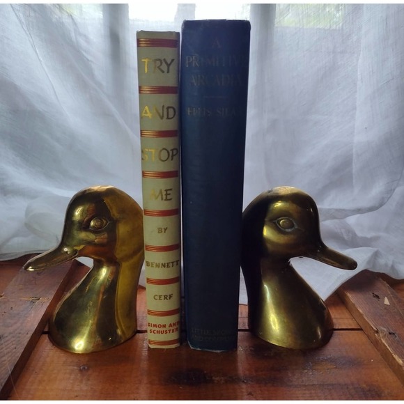 Brass duck head statues,book ends,ducks,brass decor - Picture 1 of 5